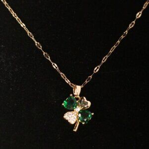 Emerald Clover Charm Necklace